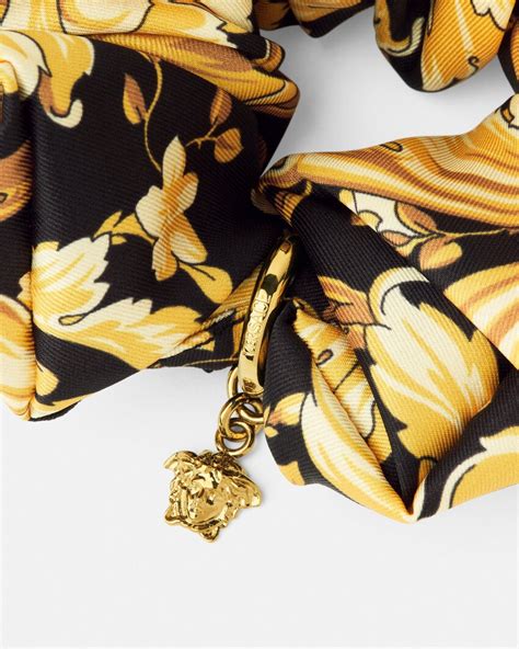 silk versace scrunchie|Barocco Scrunchie Black,Print .